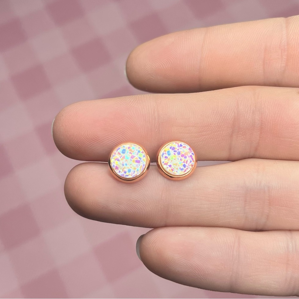 Iridescent Rose Gold Earrings